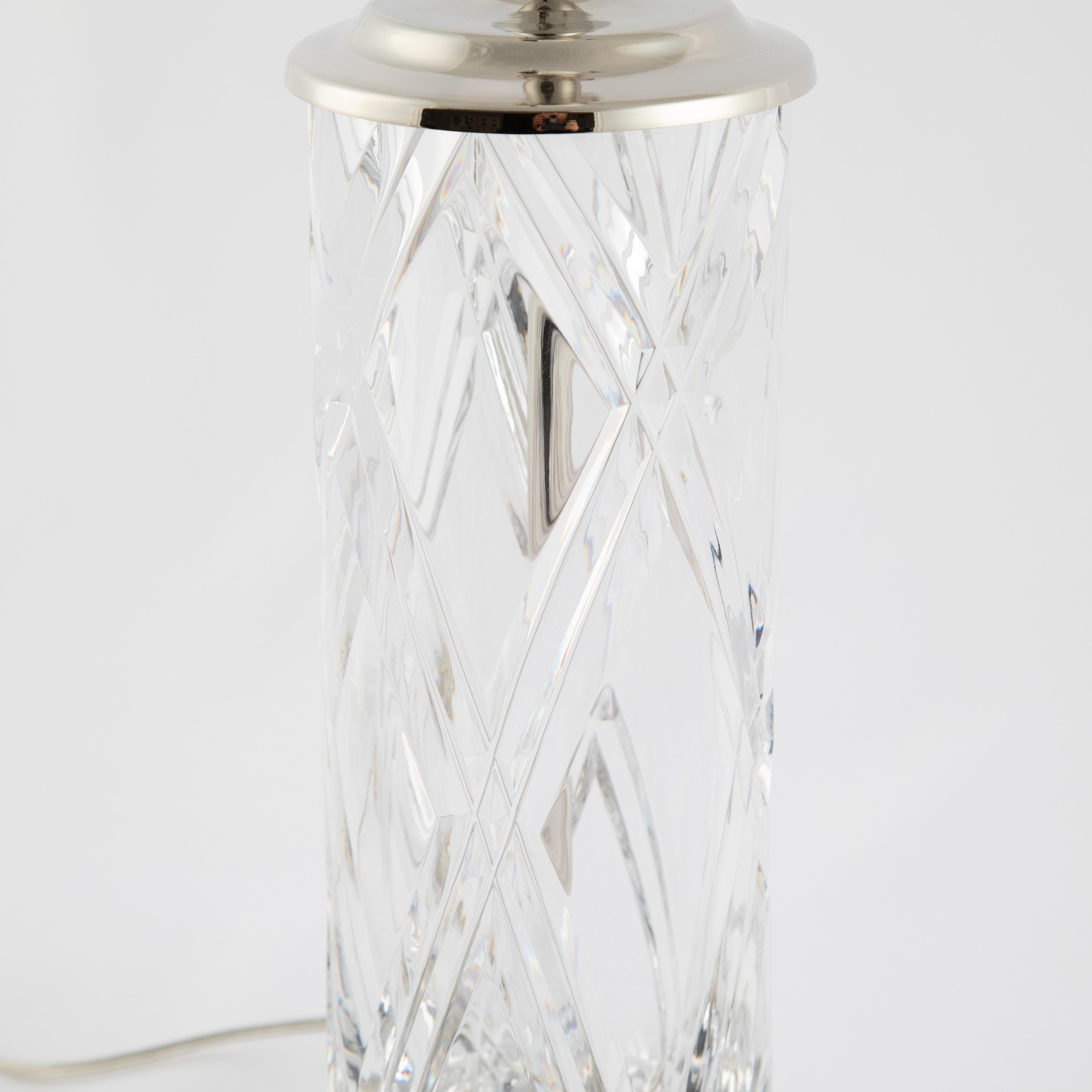 Hand-Carved Olle Alberius for Orrefors Handcut Crystal Table Lamps, circa 1970s For Sale