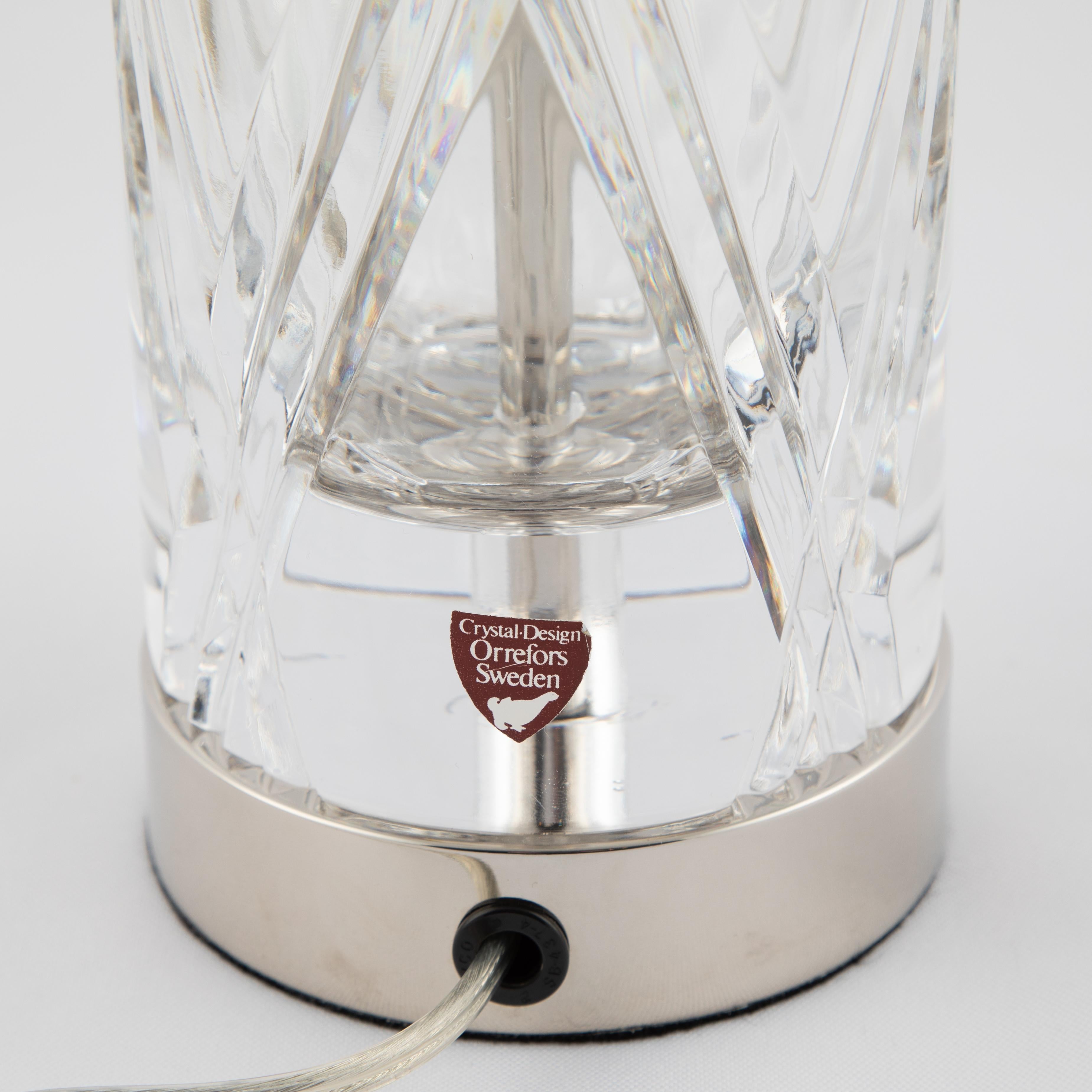Olle Alberius for Orrefors Handcut Crystal Table Lamps, circa 1970s For Sale 1