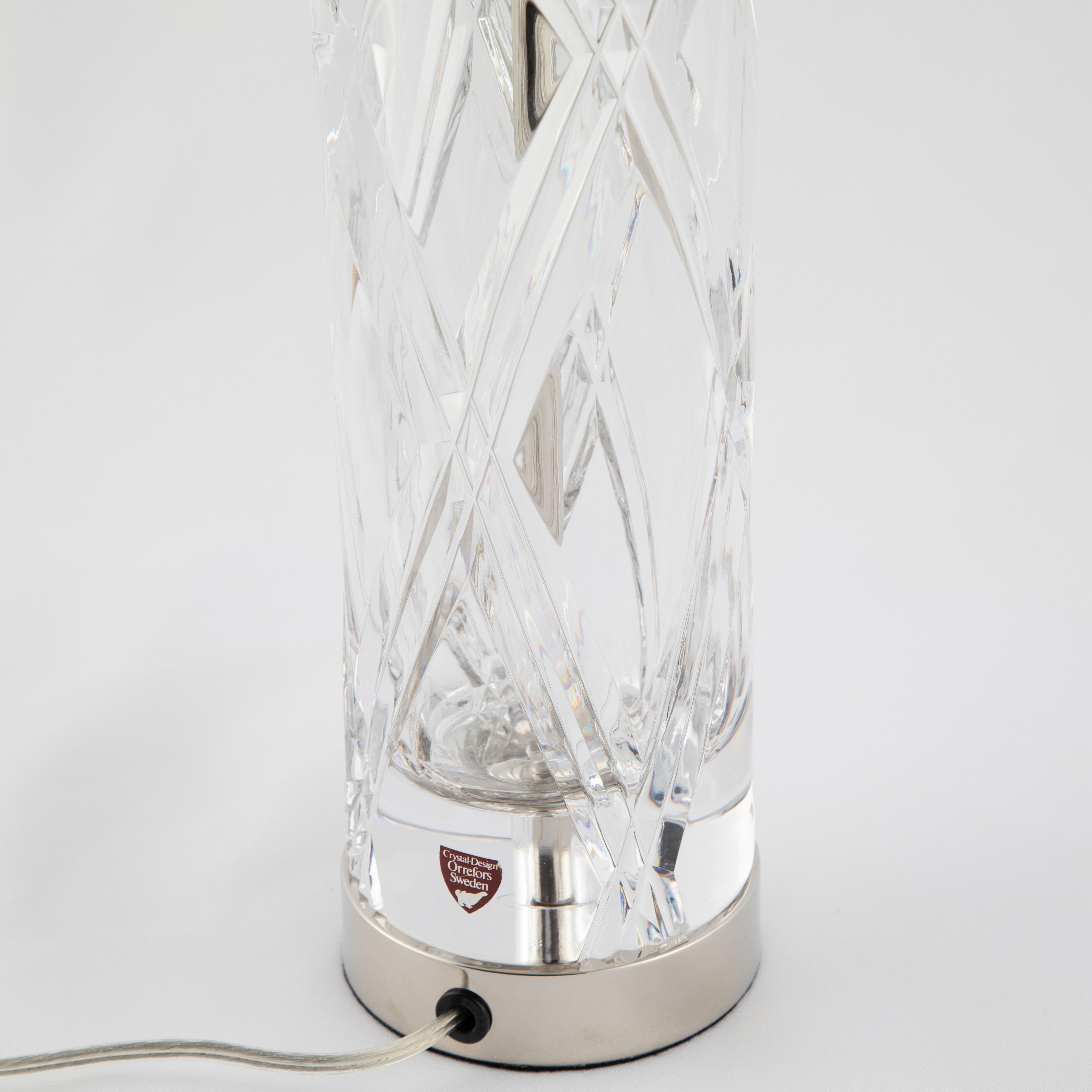 Olle Alberius for Orrefors Handcut Crystal Table Lamps, circa 1970s For Sale 3