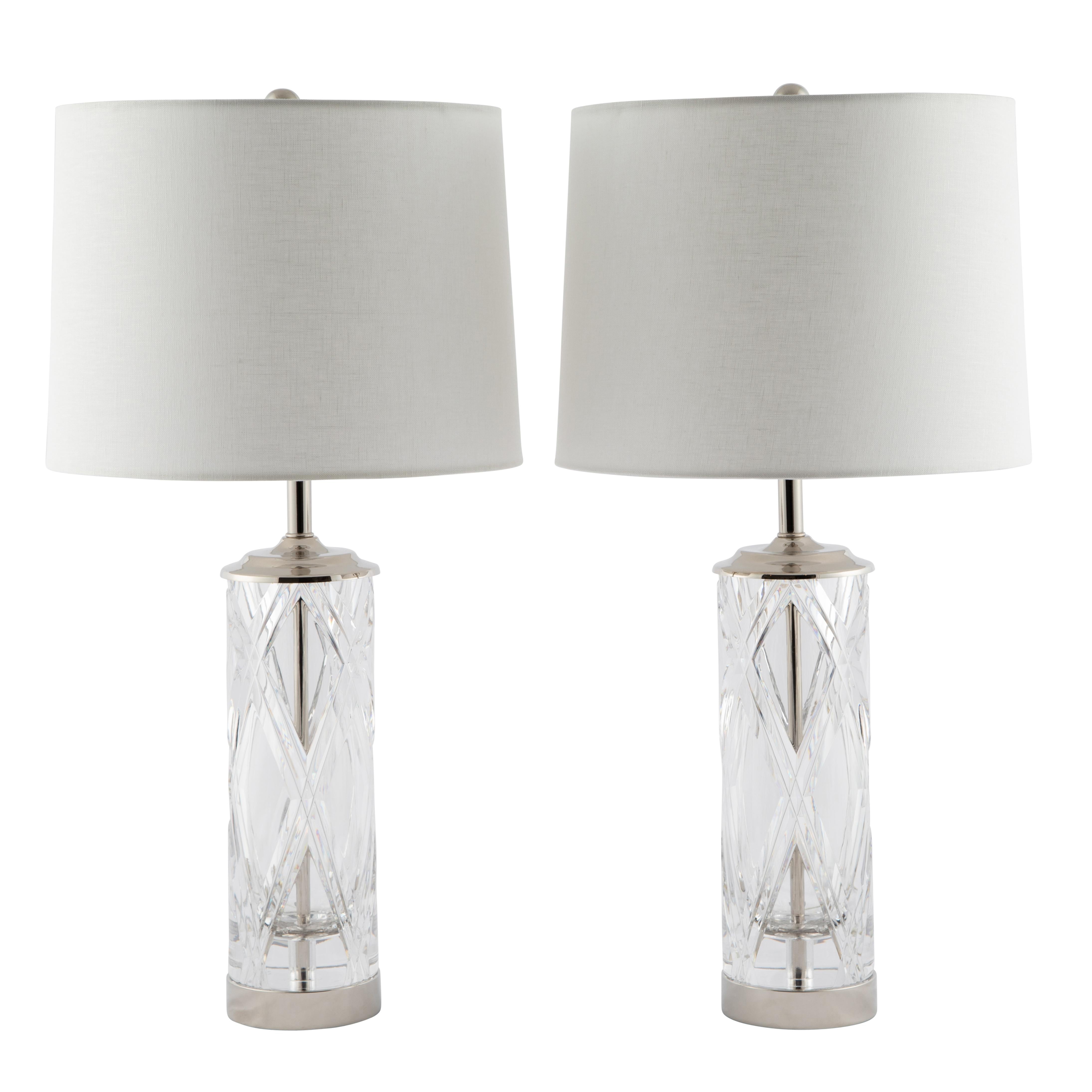 Olle Alberius for Orrefors Handcut Crystal Table Lamps, circa 1970s For Sale