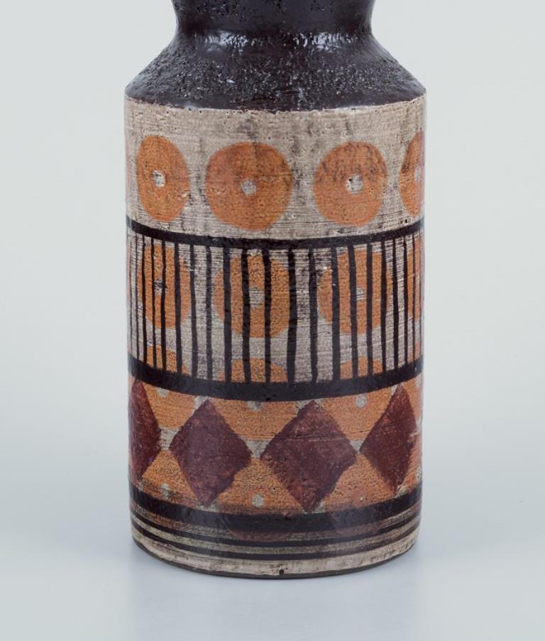 Scandinavian Modern Olle Alberius for Rörstrand Atelje. Large ceramic vase with geometric pattern. For Sale