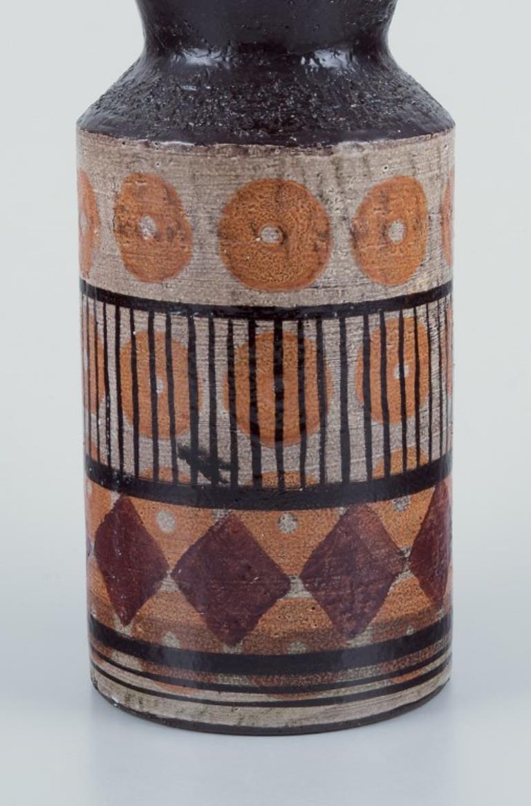 Swedish Olle Alberius for Rörstrand Atelje. Large ceramic vase with geometric pattern. For Sale