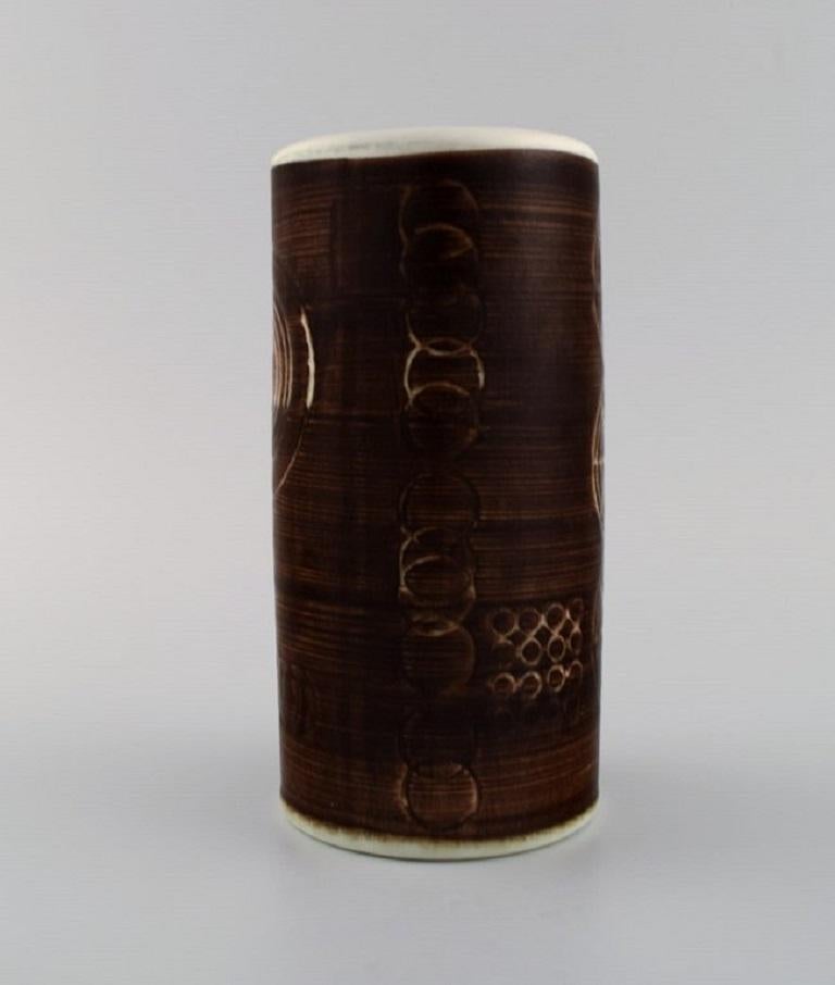 Scandinavian Modern Olle Alberius for Rörstrand, Cylindrical Sarek Vase, 1960s/70s For Sale