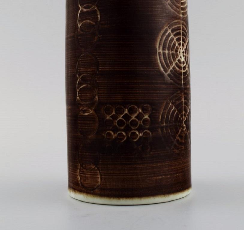 Hand-Painted Olle Alberius for Rörstrand, Cylindrical Sarek Vase, 1960s/70s For Sale
