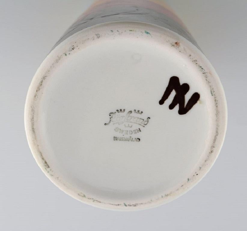 Olle Alberius per Rörstrand, Vaso Sarek cilindrico in ceramica dipinta a mano In condizioni ottime in vendita a København, Copenhagen