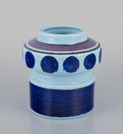 Olle Alberius for Rörstrand. "Lavendel" ceramic vase with glaze in blue tones