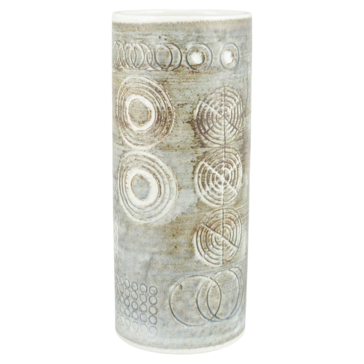 Olle Alberius for Rörstrand. “Sarek” ceramic vase with circular relief pattern.