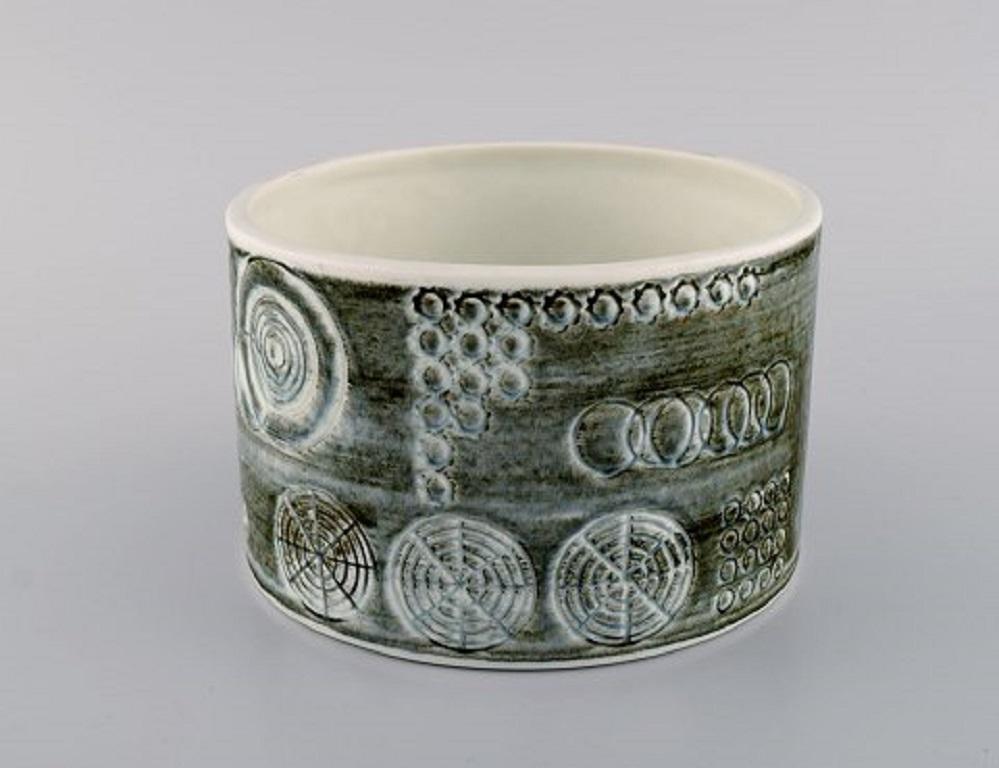 Swedish Olle Alberius for Rörstrand, Sarek Vase or Bowl in Hand Painted Glazed Ceramics