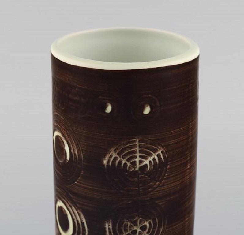 Scandinavian Modern Olle Alberius for Rörstrand, Sarek Vase in Hand Painted Glazed Ceramics For Sale