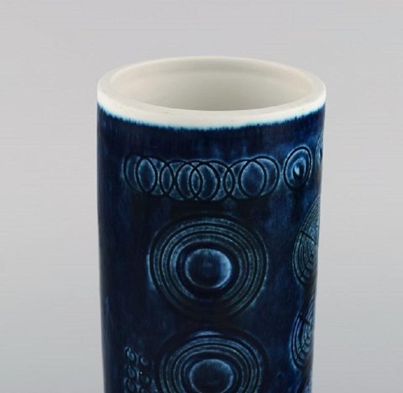 Scandinavian Modern Olle Alberius for Rörstrand, Sarek Vase in Hand Painted Glazed Ceramics For Sale