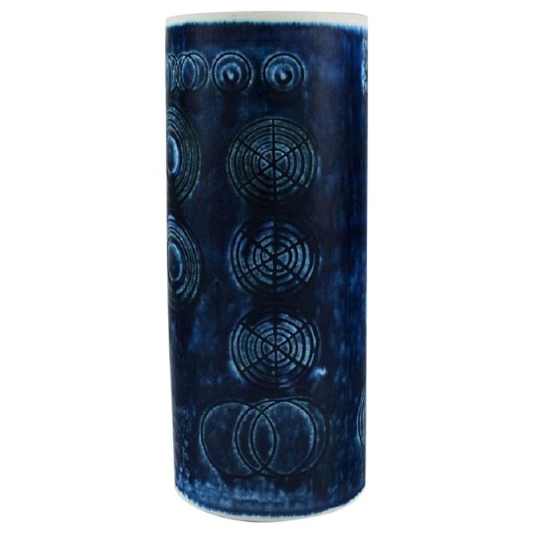 Olle Alberius for Rörstrand, Sarek Vase in Hand Painted Glazed Ceramics For  Sale at 1stDibs
