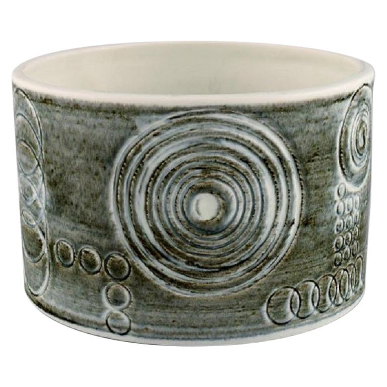 Olle Alberius for Rörstrand, Sarek Vase or Bowl in Hand Painted Glazed Ceramics