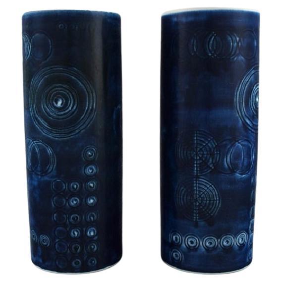 Olle Alberius for Rörstrand, Two Large Sarek Vases in Glazed Ceramics