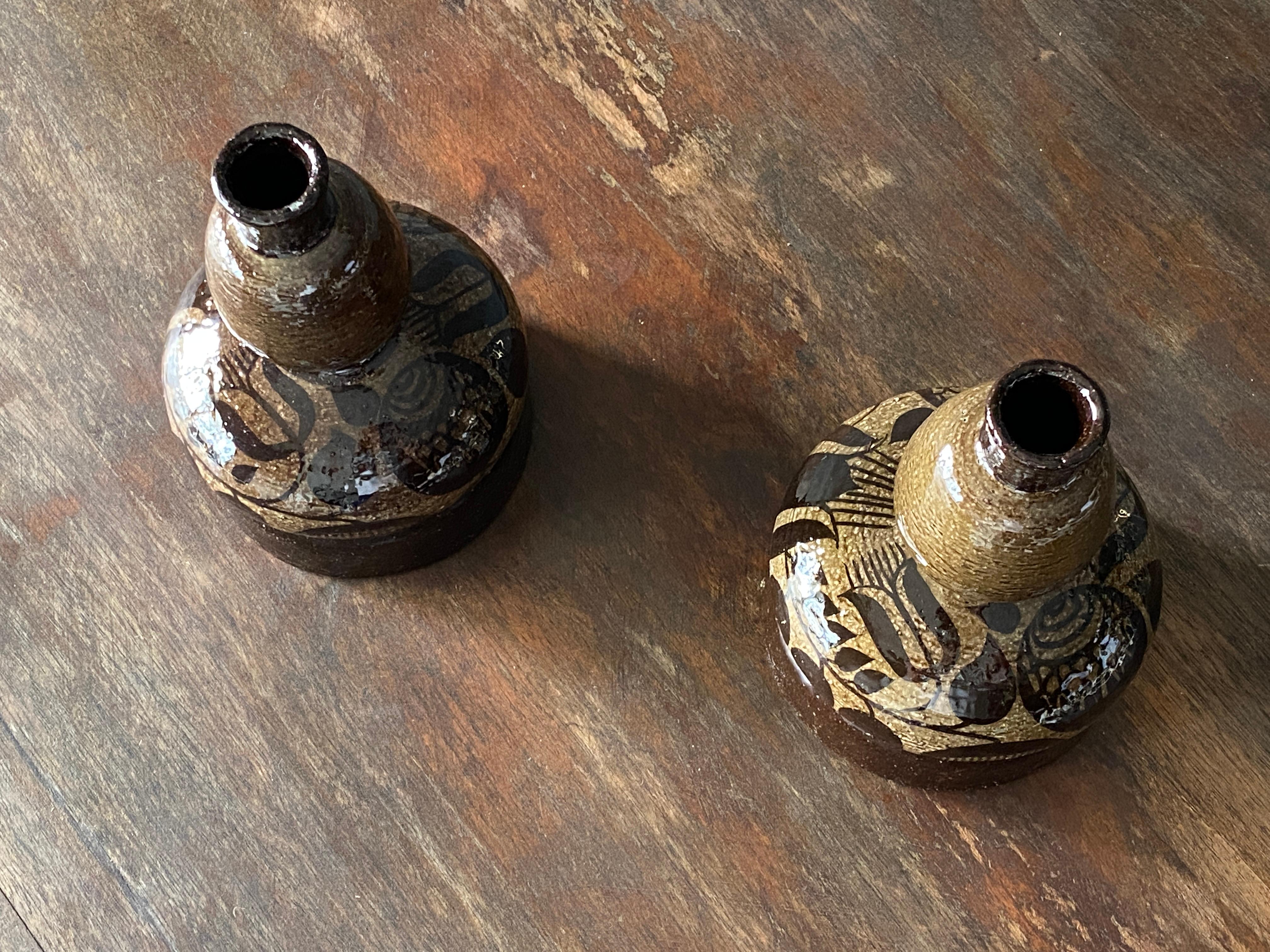 Mid-Century Modern Olle Alberius, Organic Vases / Vessels, Glazed Stoneware, Rörstrand Sweden 1960s