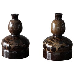 Olle Alberius, Organic Vases / Vessels, Glazed Stoneware, Rörstrand Sweden 1960s