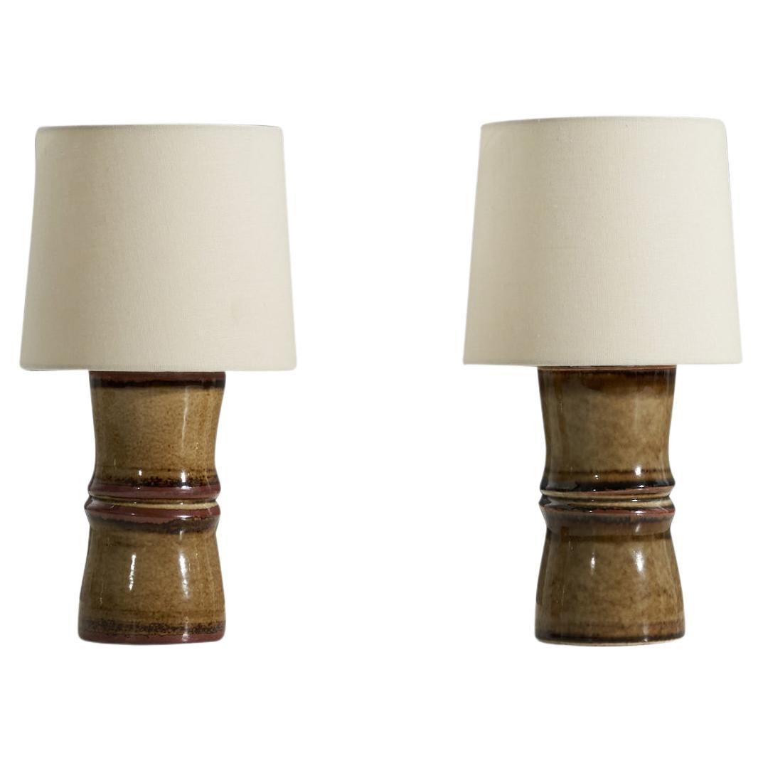 Olle Alberius, Pair of  Table Lamp, Glazed Stoneware, Rörstrand, Sweden 1960s