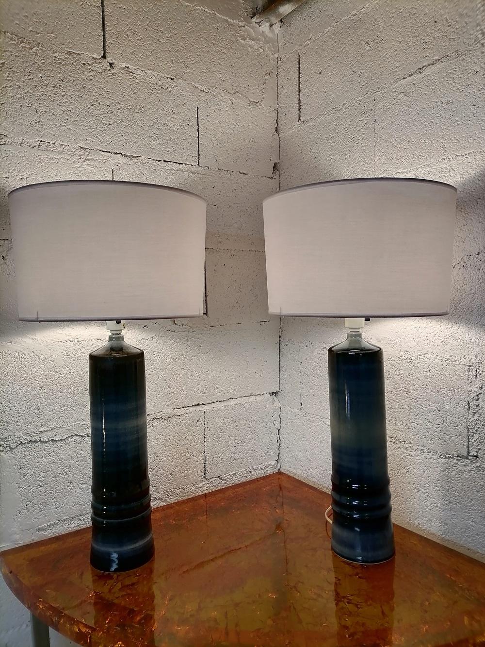 Olle Alberius Pair of Table Lamps Ceramic Rörstrand, Sweden, 1970 12