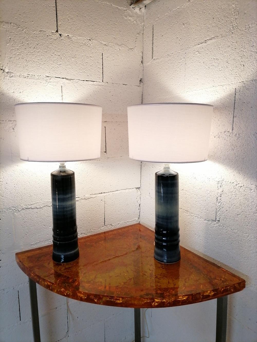 Olle Alberius Pair of Table Lamps Ceramic Rörstrand, Sweden, 1970 4