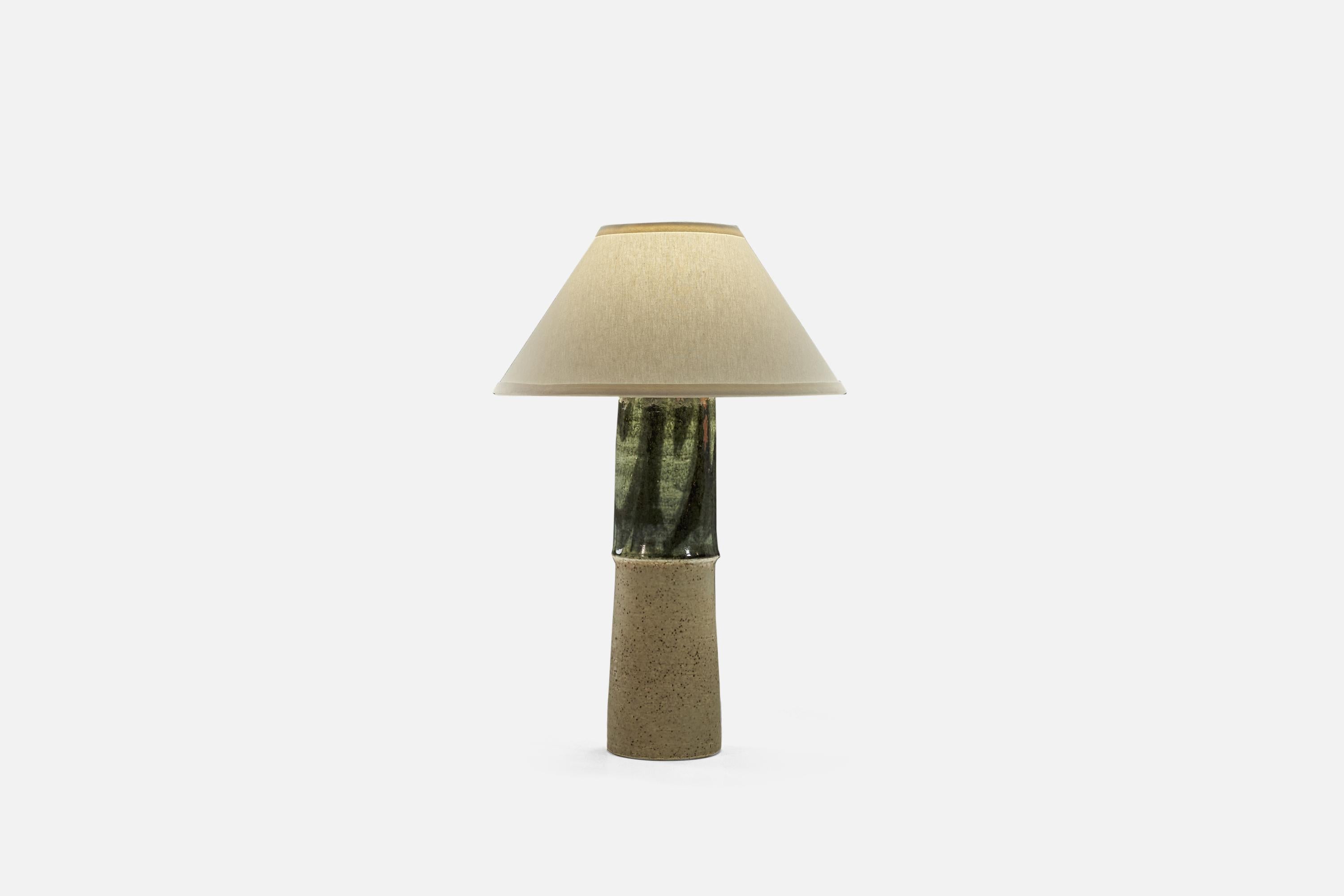 Swedish Olle Alberius, Table Lamp, Stoneware, Green Glazed, Rörstrand, Sweden, 1960s For Sale