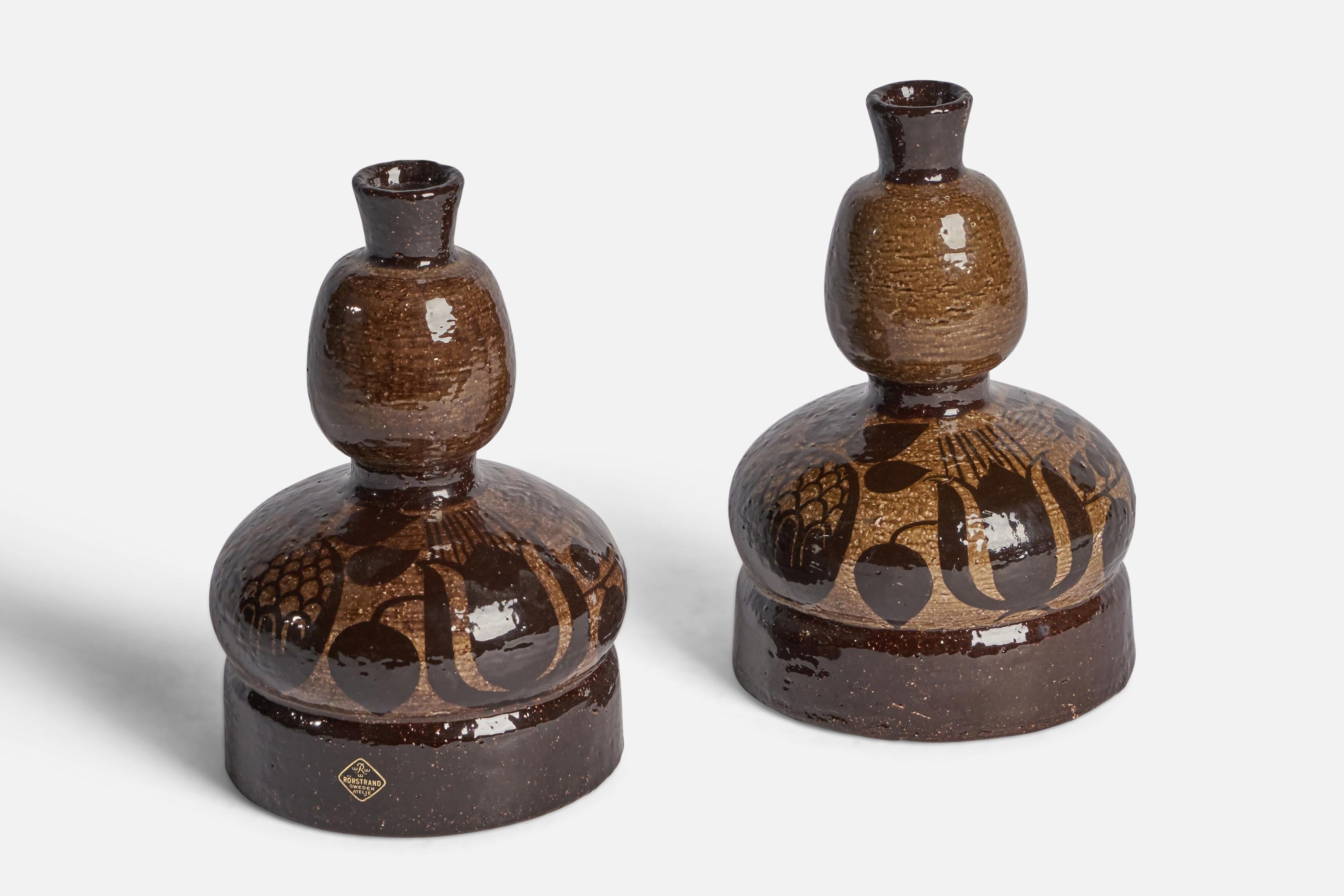 Mid-Century Modern Olle Alberius, Vases, Stoneware, Sweden, 1950s For Sale