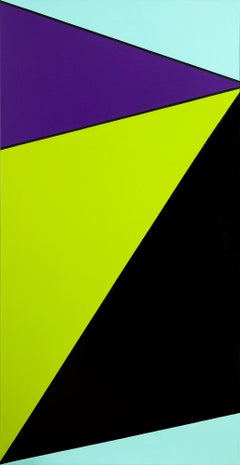 Vintage Olle Baertling, SU, 1974, geometric abstraction, turquoise, purple, green, black