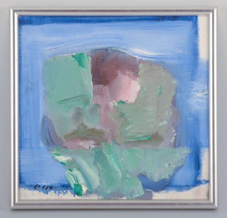 Olle Calrström (1920-2006), Swedish artist
Oil on board.
Abstract composition.
Signed.
From the 1960s/70s.
In perfect condition.
Visible dimensions: 31.2 cm x 30.2 cm.
Total dimensions: 34.4 cm x 33.4 cm.