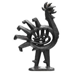 Retro Olle Hermansson Husqvarna Cast Iron Rooster Sculpture, Sweden 1960s