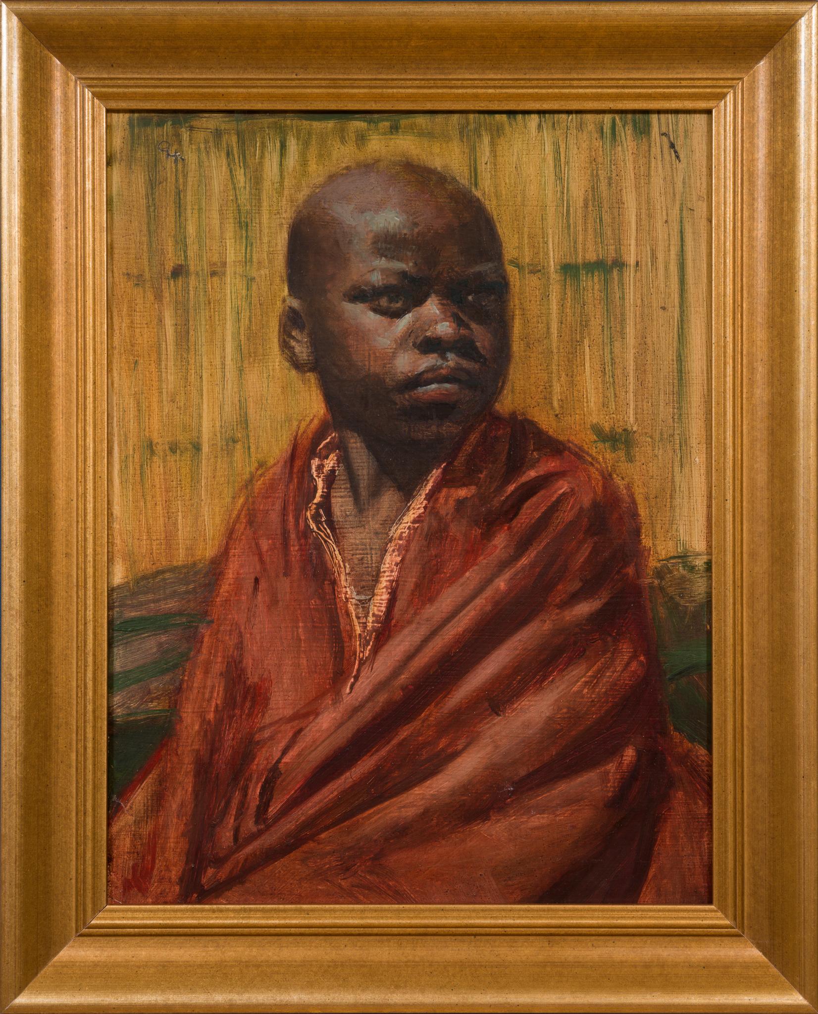 Olle Hjortzberg Portrait Painting - Portrait of a Young Boy in Red