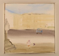 Olle Lindgren, Sweden, Oil on Canvas, City Motif, Dated 1976