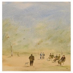 Olle Lindgren '1930-2018', Svezia, Olio su tela, Paesaggio di un parco modernista