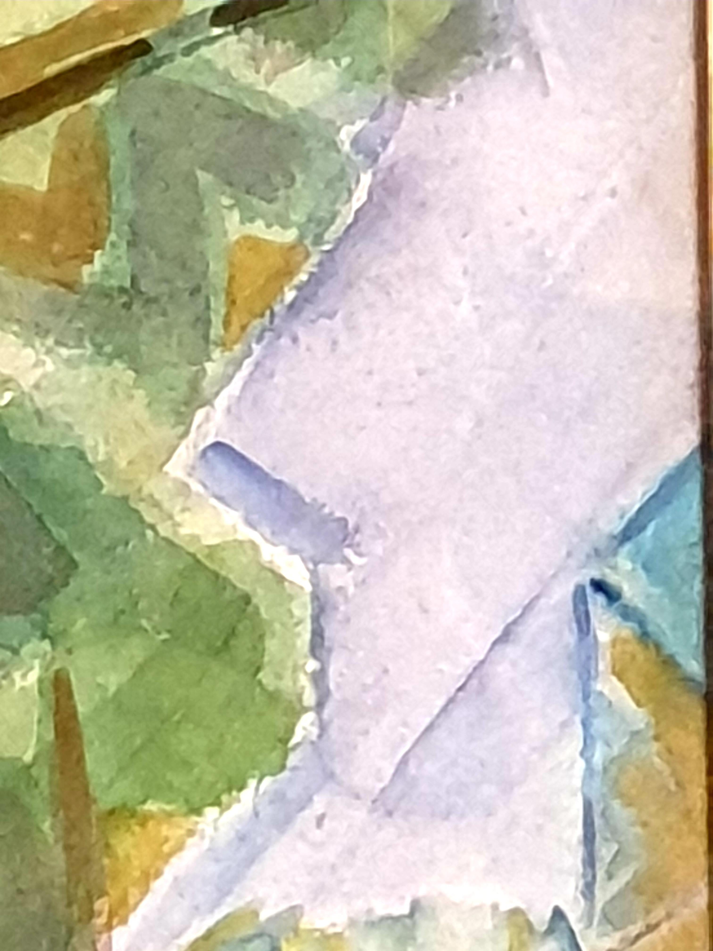 Mid-Century New York School, kubistisches Aquarell und Gouache. The View to the Farm. 9