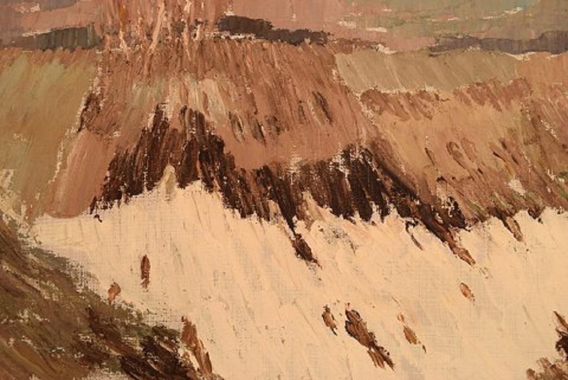 Olle Rhönnstad, Swedish Artist, Oil on Canvas, Mountain Landscape In Good Condition For Sale In Copenhagen, DK