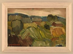 Olle Rhönnstad, Swedish Artist, Oil on Board, Modernist Landscape