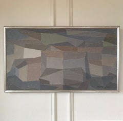 Swedish Abstract Cityscape, Signed Original Oil Painting, Framed, 1950s