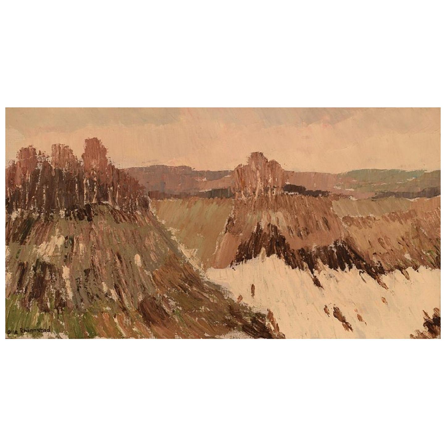 Olle Rhönnstad, Swedish Artist, Oil on Canvas, Mountain Landscape