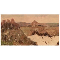 Olle Rhönnstad, Swedish Artist, Oil on Canvas, Mountain Landscape