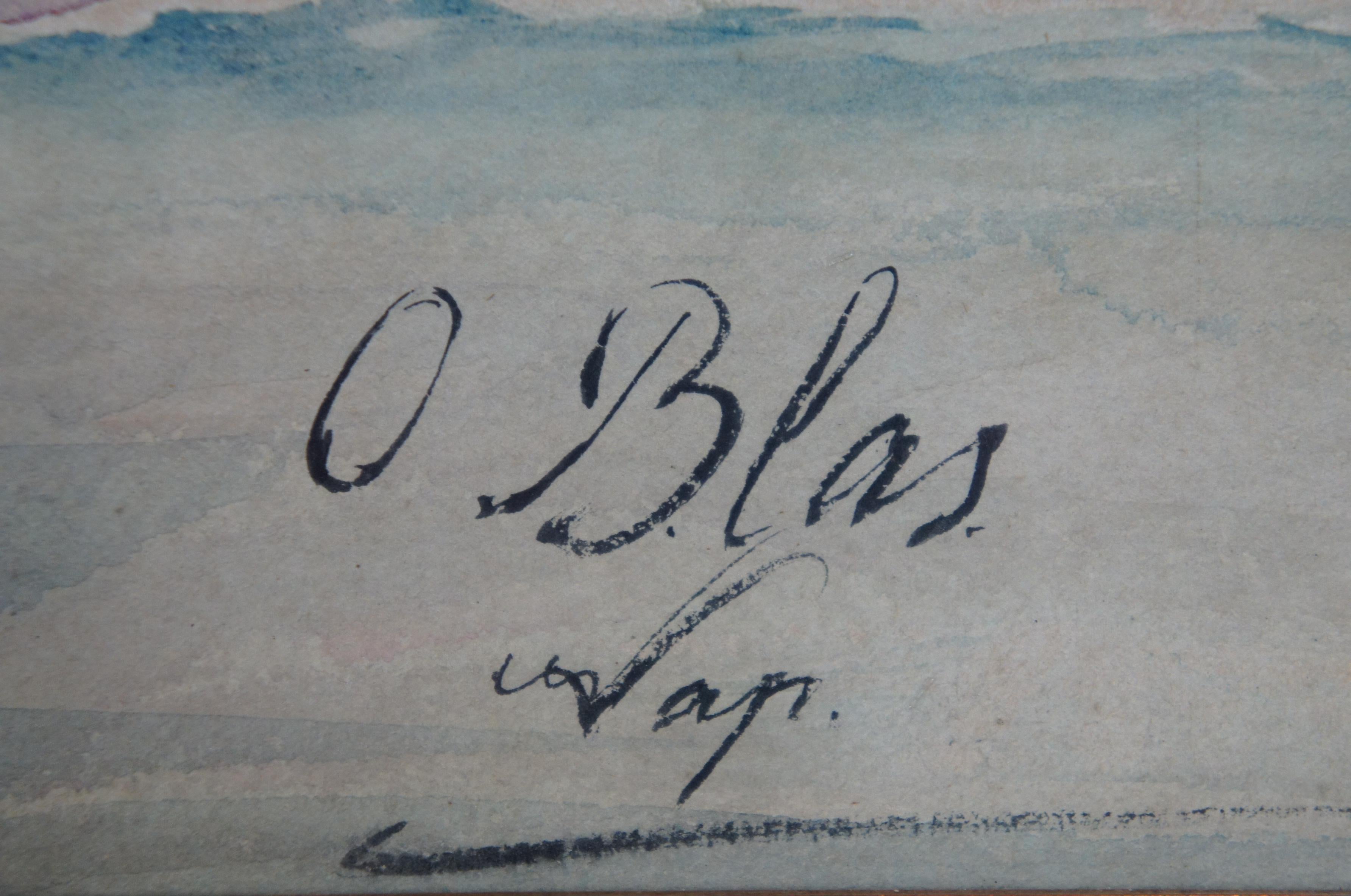 Olleroy Blas Aquarelle italienne du 19ème siècle Peinture de paysage marin Bateaux de pêche en vente 7