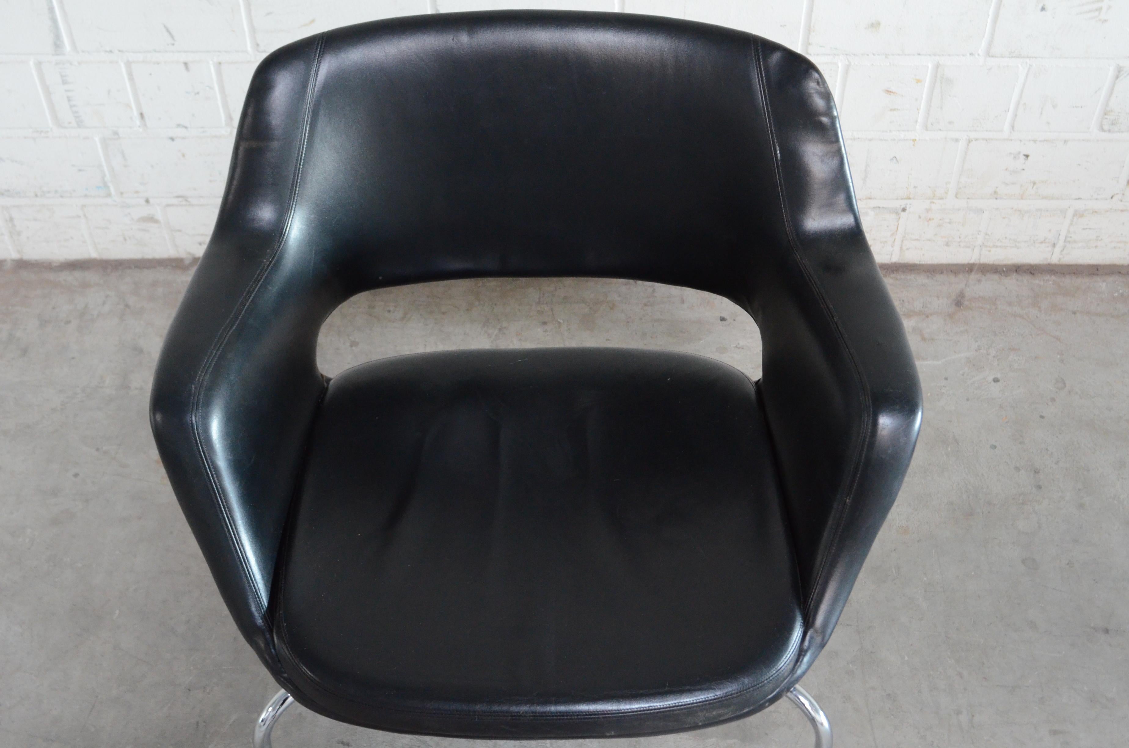 Olli Mannermaa 3 Leather Kilta Chair by Eugen Schmidt & Cassina Martela For Sale 2