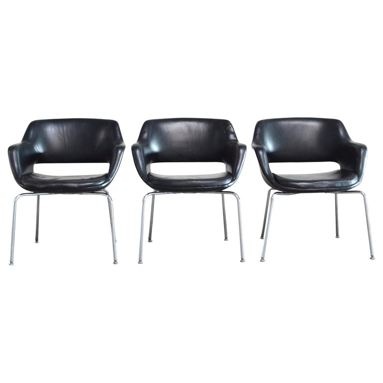 Olli Mannermaa 3 Leather Kilta Chair by Eugen Schmidt & Cassina Martela For Sale