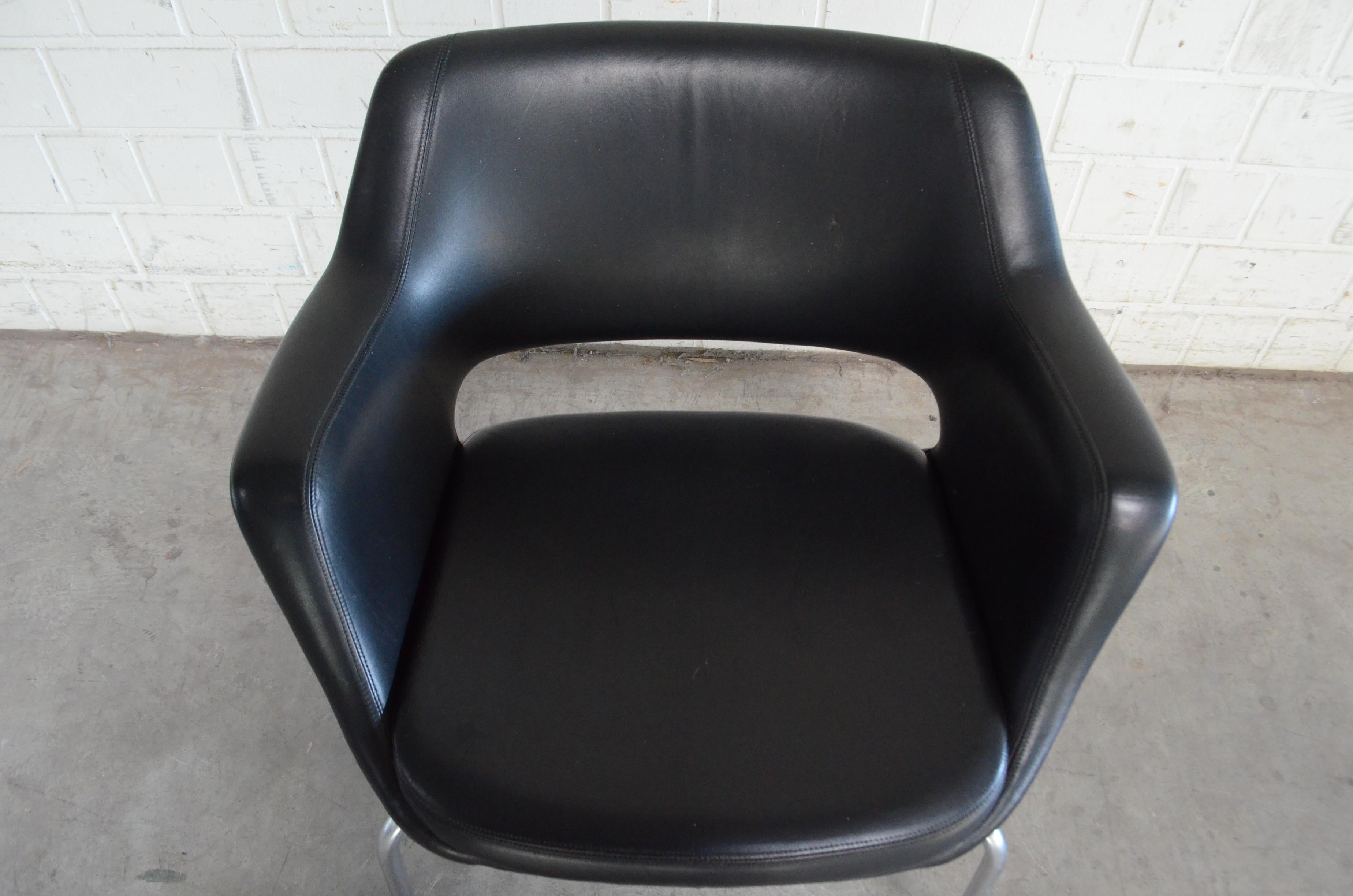 Olli Mannermaa Pair of Leather Kilta Chair by Eugen Schmidt & Cassina Martela For Sale 2