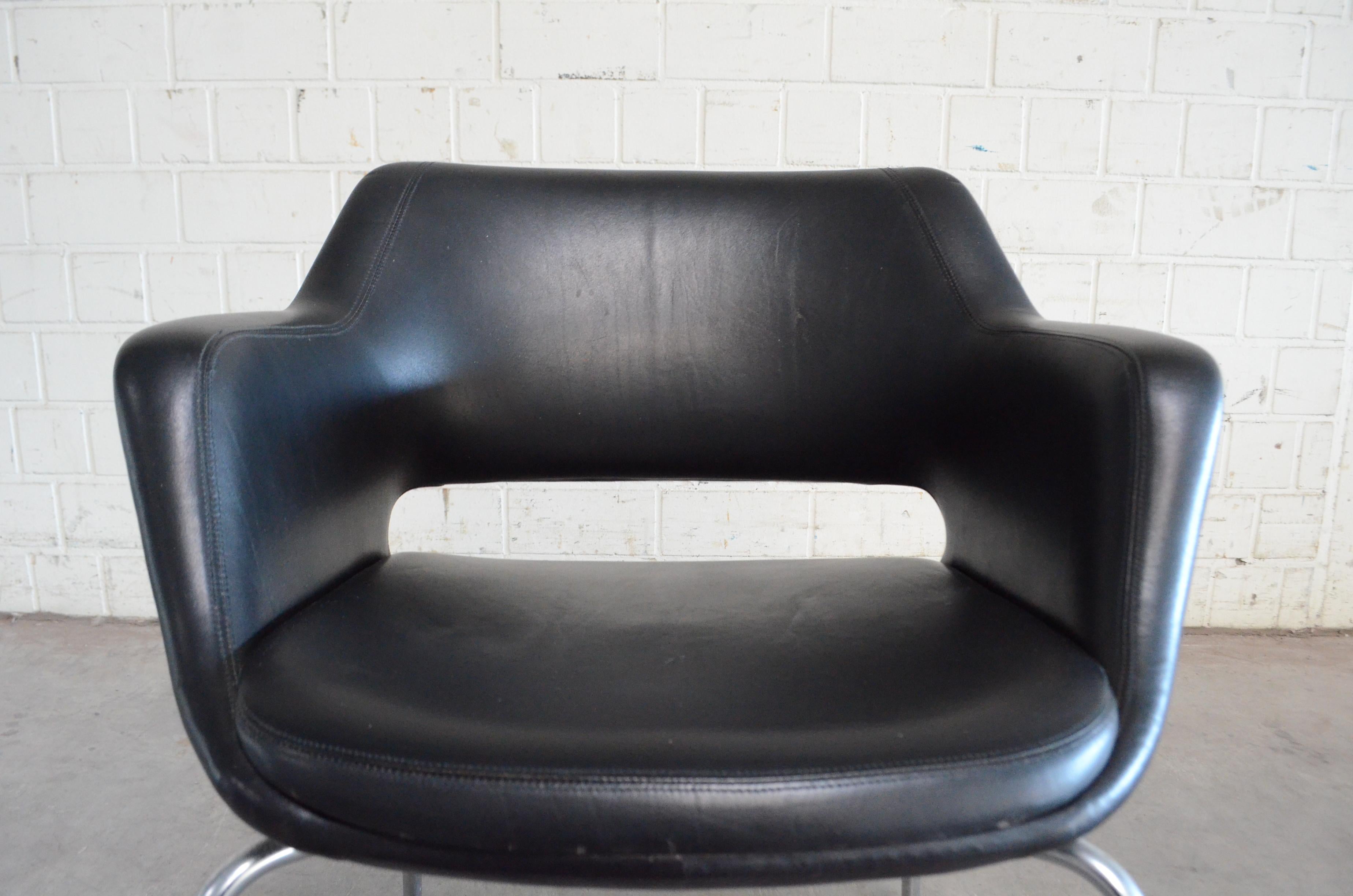 Olli Mannermaa Pair of Leather Kilta Chair by Eugen Schmidt & Cassina Martela For Sale 4