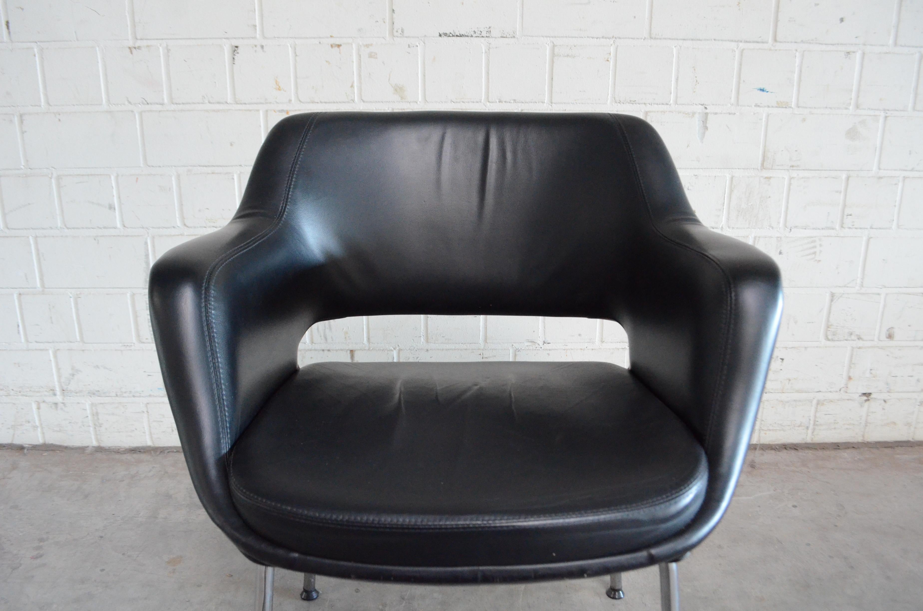 Olli Mannermaa Pair of Leather Kilta Chair by Eugen Schmidt & Cassina Martela For Sale 13