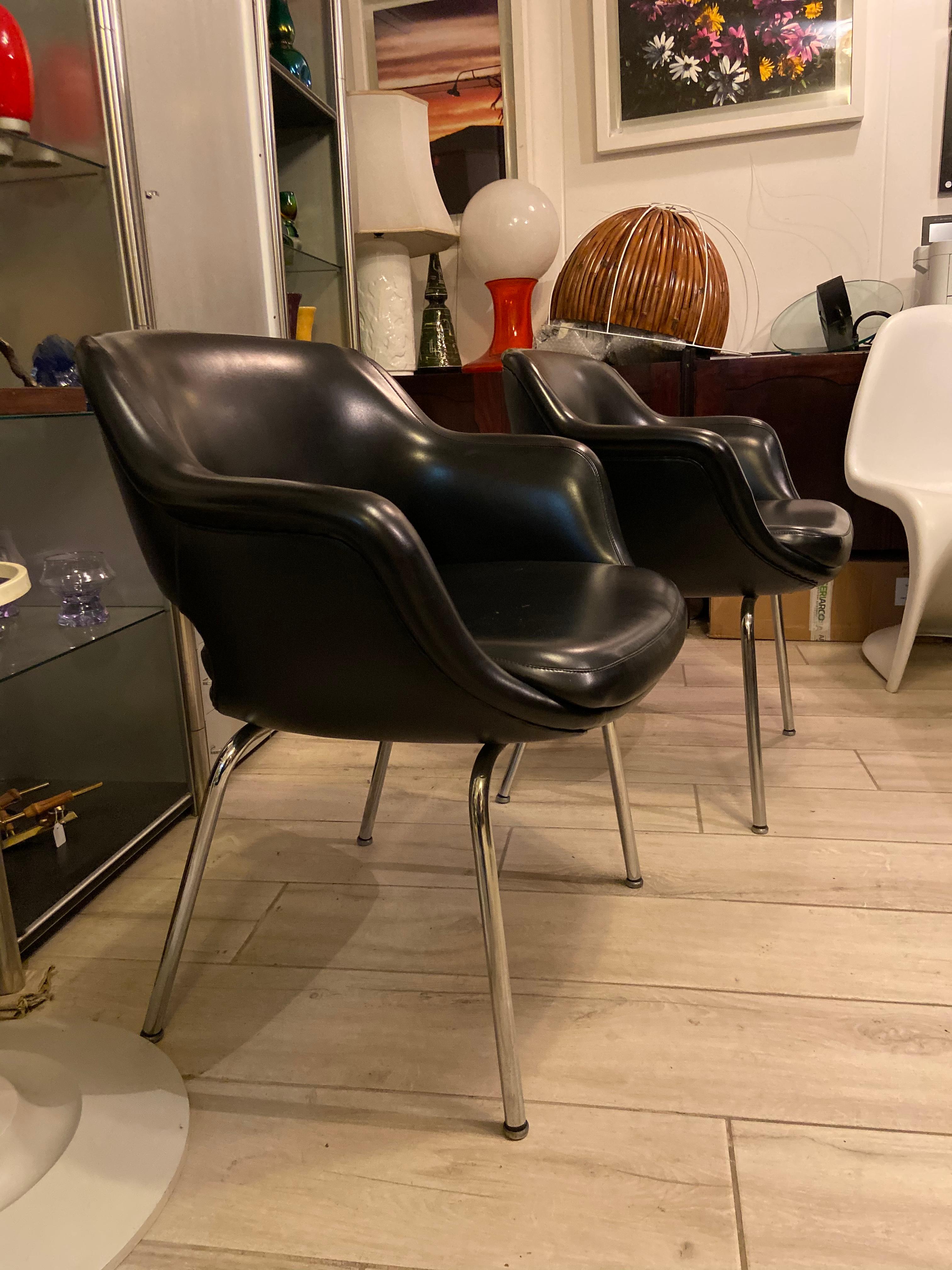 German Olli Mannermaa Pair of Leather Kilta Chair by Eugen Schmidt & Cassina Martela