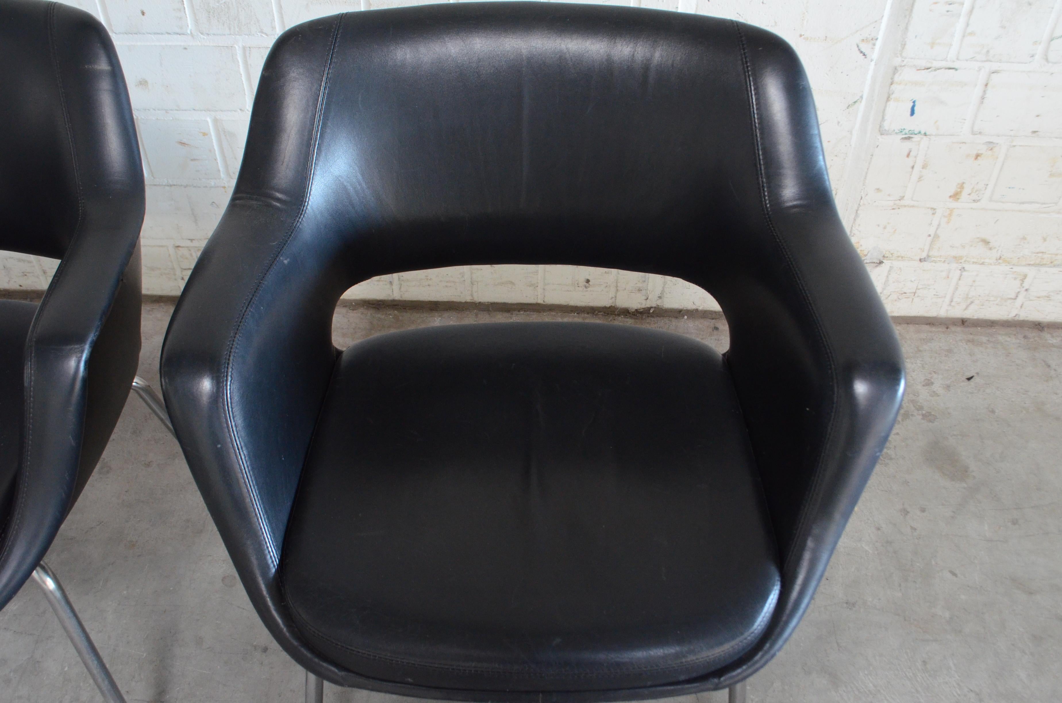 Olli Mannermaa Set of 4 Leather Kilta Chair by Eugen Schmidt & Cassina Martela For Sale 1