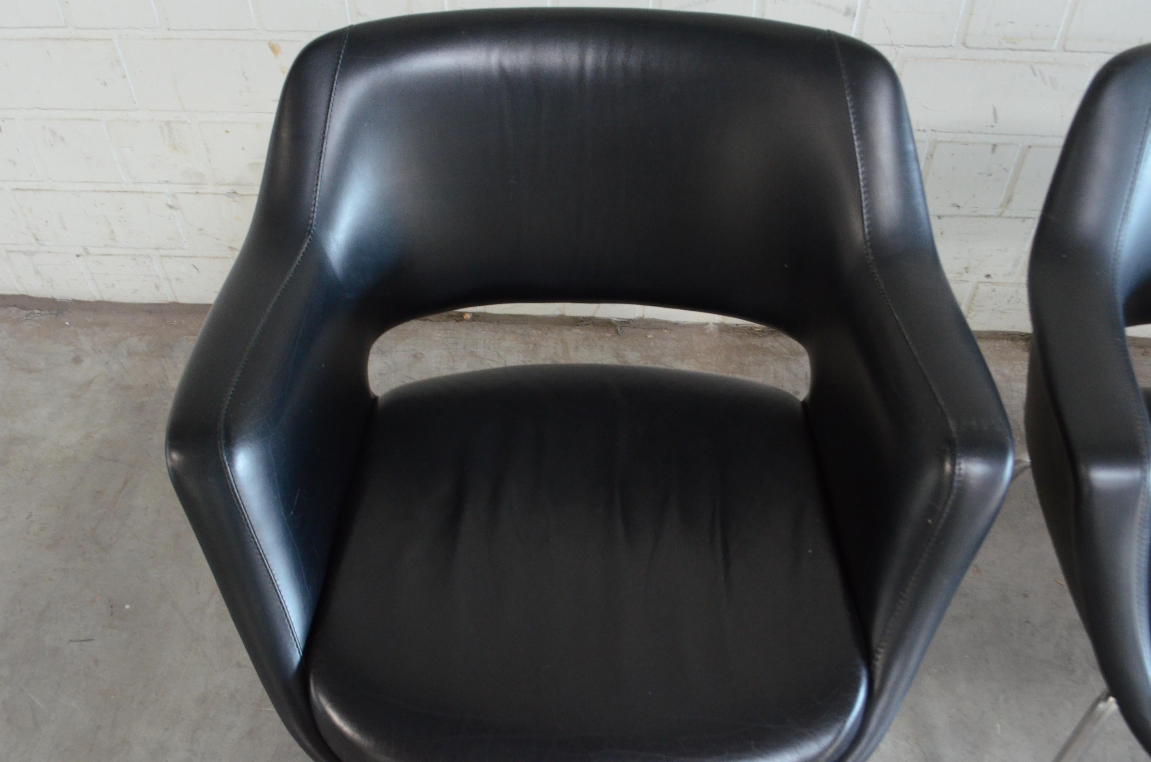 Olli Mannermaa Set of 4 Leather Kilta Chair by Eugen Schmidt & Cassina Martela For Sale 4