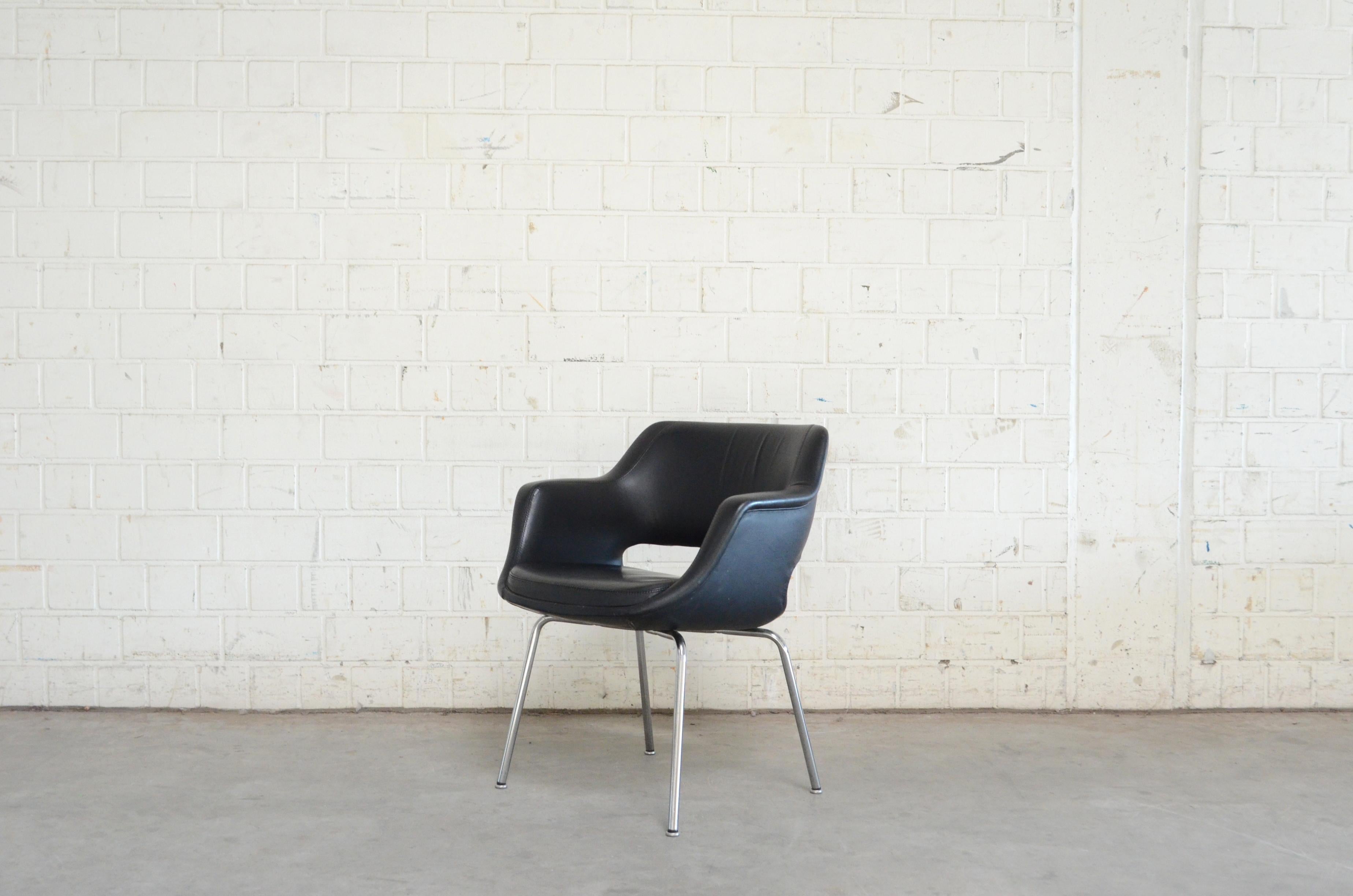 Mid-Century Modern Olli Mannermaa Set of 4 Leather Kilta Chair by Eugen Schmidt & Cassina Martela For Sale