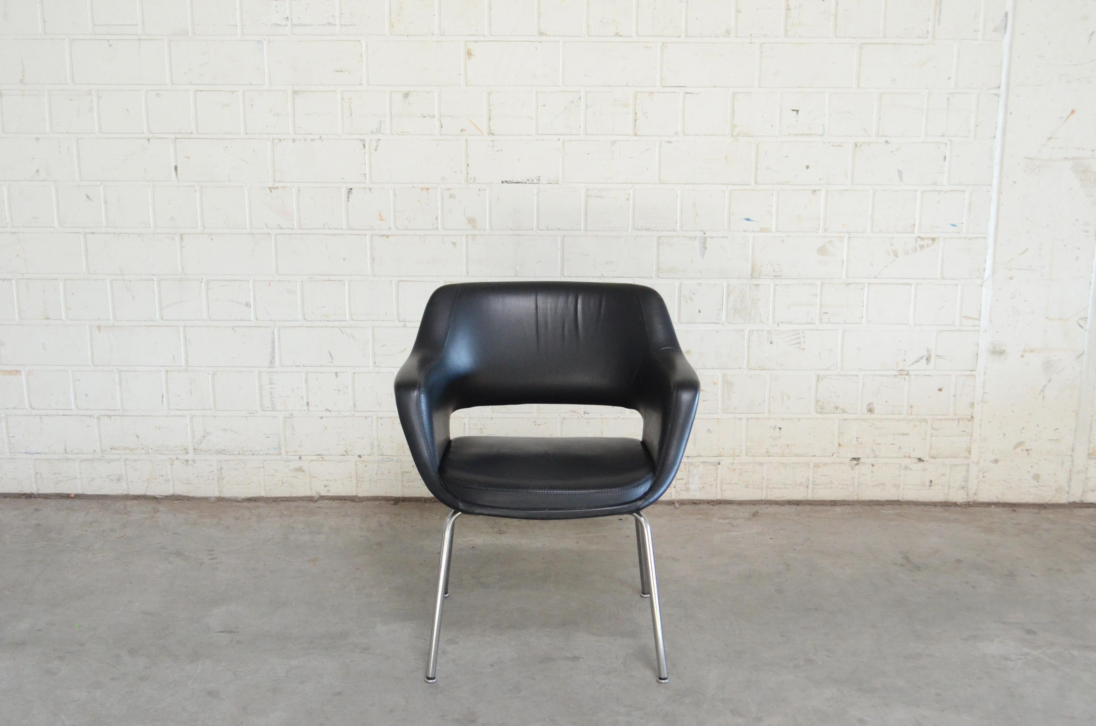 German Olli Mannermaa Set of 4 Leather Kilta Chair by Eugen Schmidt & Cassina Martela For Sale