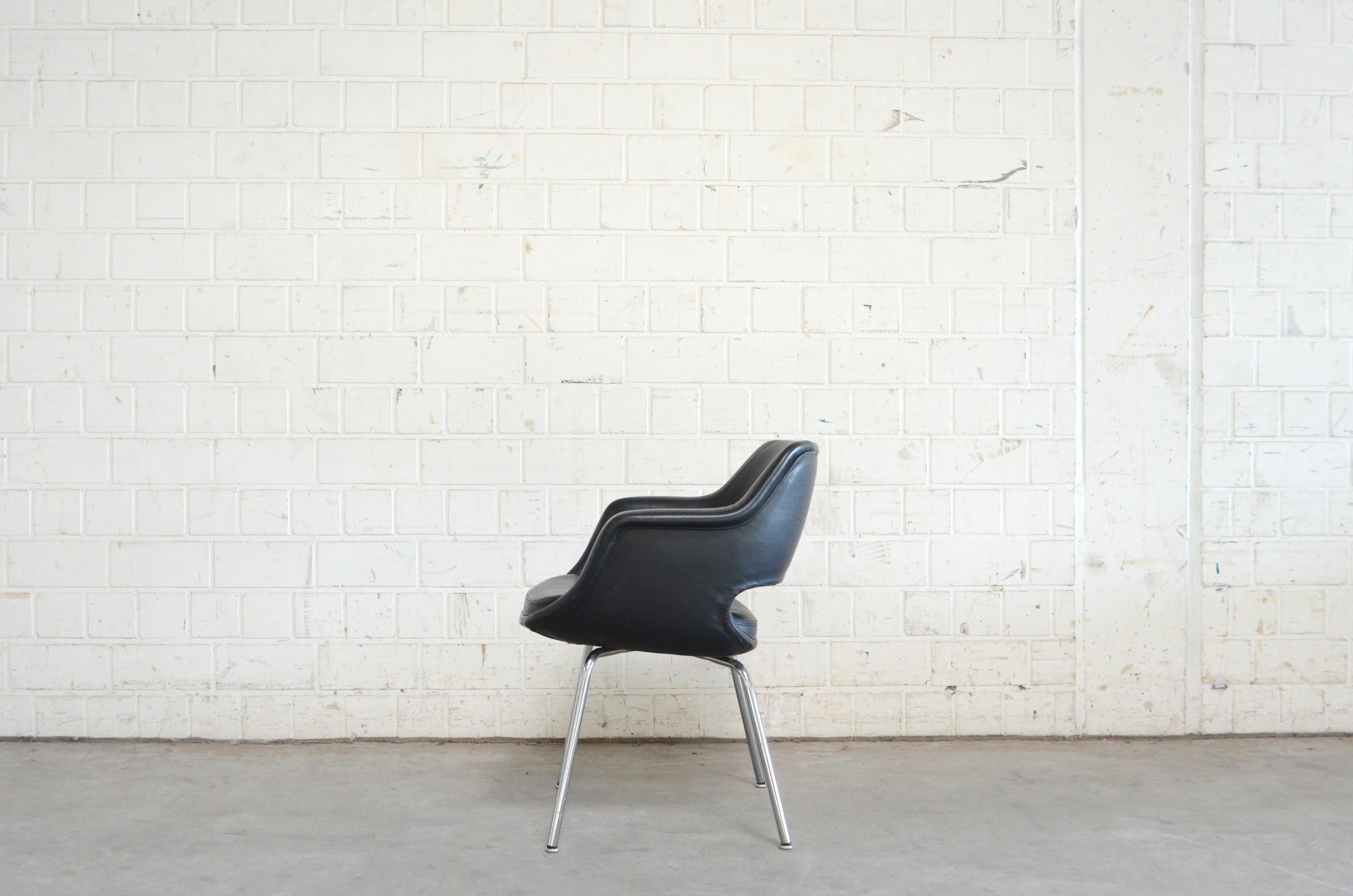 Steel Olli Mannermaa Set of 4 Leather Kilta Chair by Eugen Schmidt & Cassina Martela For Sale
