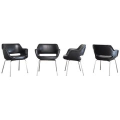 Olli Mannermaa Set of 4 Leather Kilta Chair by Eugen Schmidt & Cassina Martela