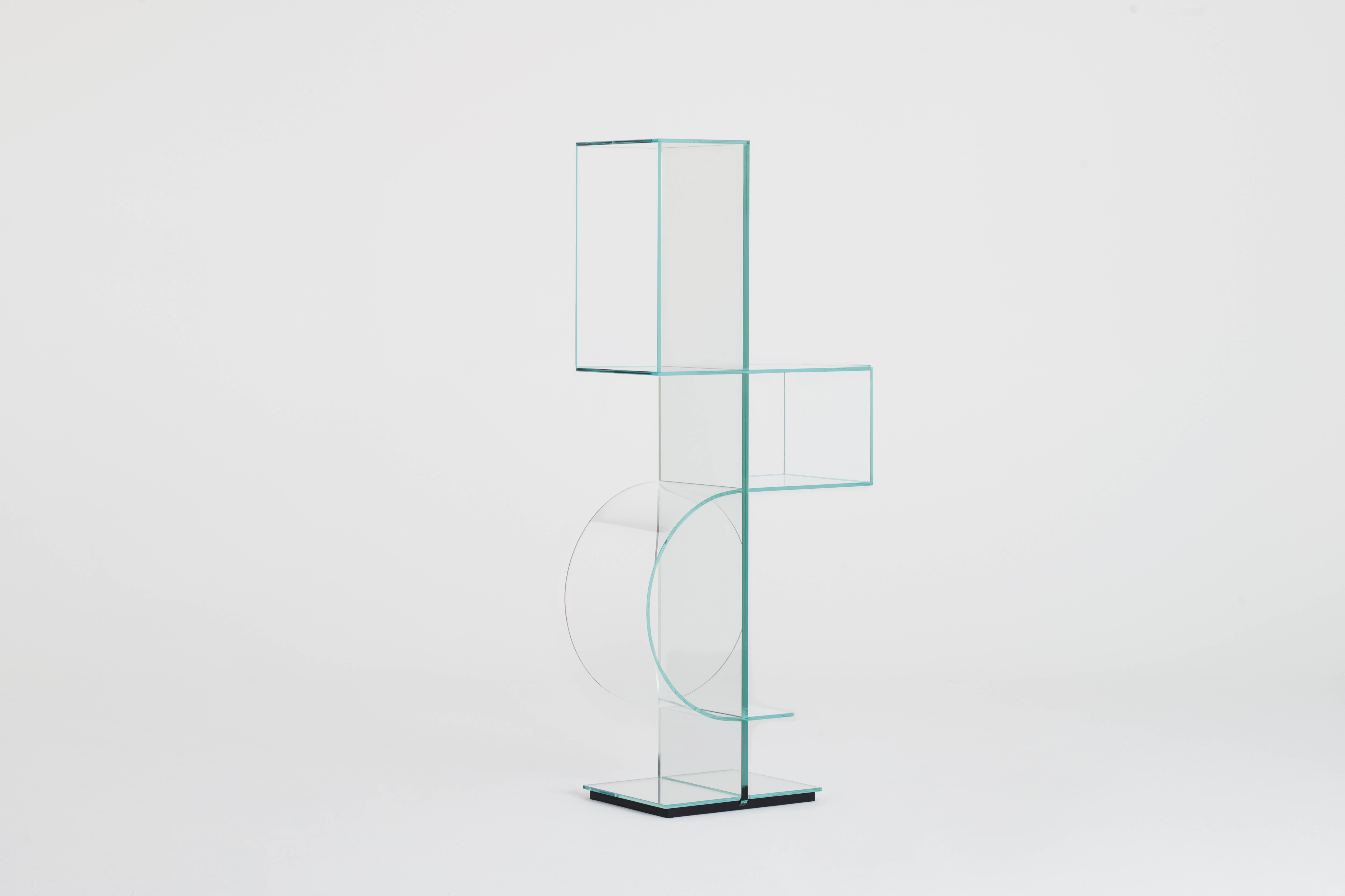 Tempered OLLIE Freestanding Bookshelf with Mirror by Yabupushelberg for Glas Italia For Sale